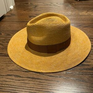 Brixton Joanna Women's Straw Hat in Mustard Yellow and Brown